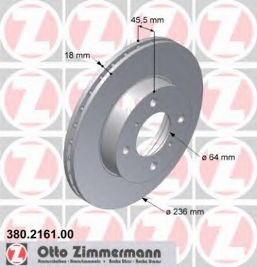 Zimmermann 380.2161.00 - Тормозной диск avtokuzovplus.com.ua