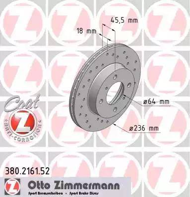 Zimmermann 380.2161.52 - Тормозной диск avtokuzovplus.com.ua