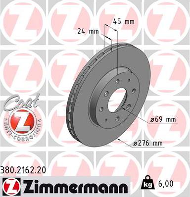 Zimmermann 380.2162.20 - Тормозной диск avtokuzovplus.com.ua