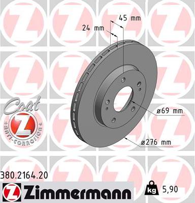 Zimmermann 380.2164.20 - Гальмівний диск autocars.com.ua