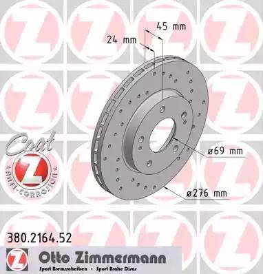 Zimmermann 380.2164.52 - Гальмівний диск autocars.com.ua