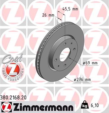 Zimmermann 380.2168.20 - Тормозной диск autodnr.net