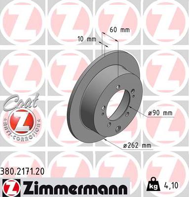 Zimmermann 380.2171.20 - Гальмівний диск autocars.com.ua