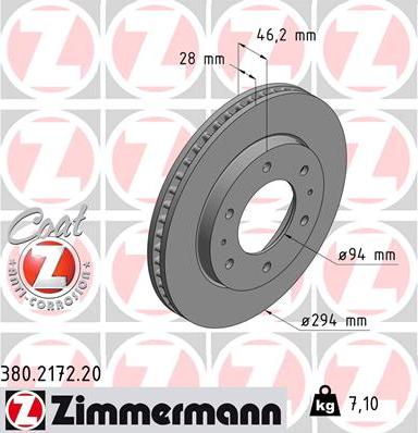 Zimmermann 380.2172.20 - Тормозной диск avtokuzovplus.com.ua