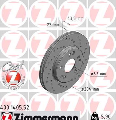 Zimmermann 400.1405.52 - Тормозной диск avtokuzovplus.com.ua