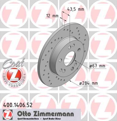 Zimmermann 400.1406.52 - Гальмівний диск autocars.com.ua