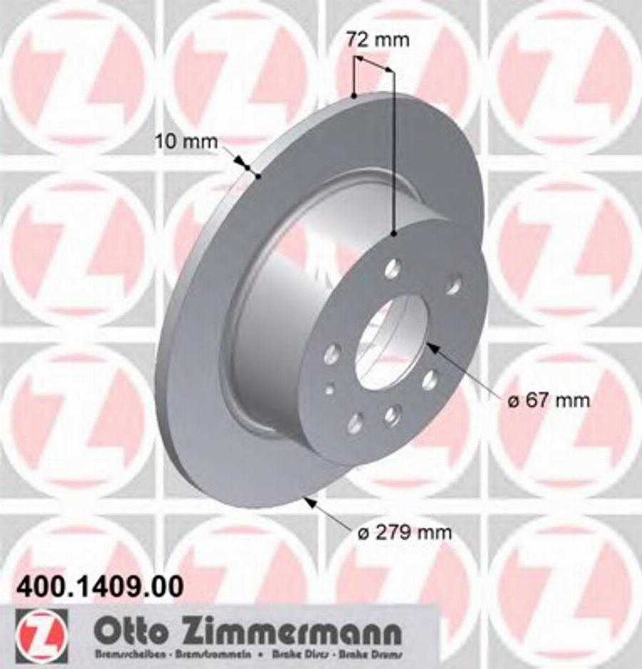 Zimmermann 400 1409 00 - Тормозной диск avtokuzovplus.com.ua