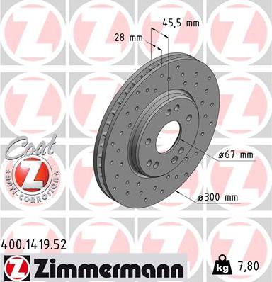 Zimmermann 400.1419.52 - Тормозной диск avtokuzovplus.com.ua