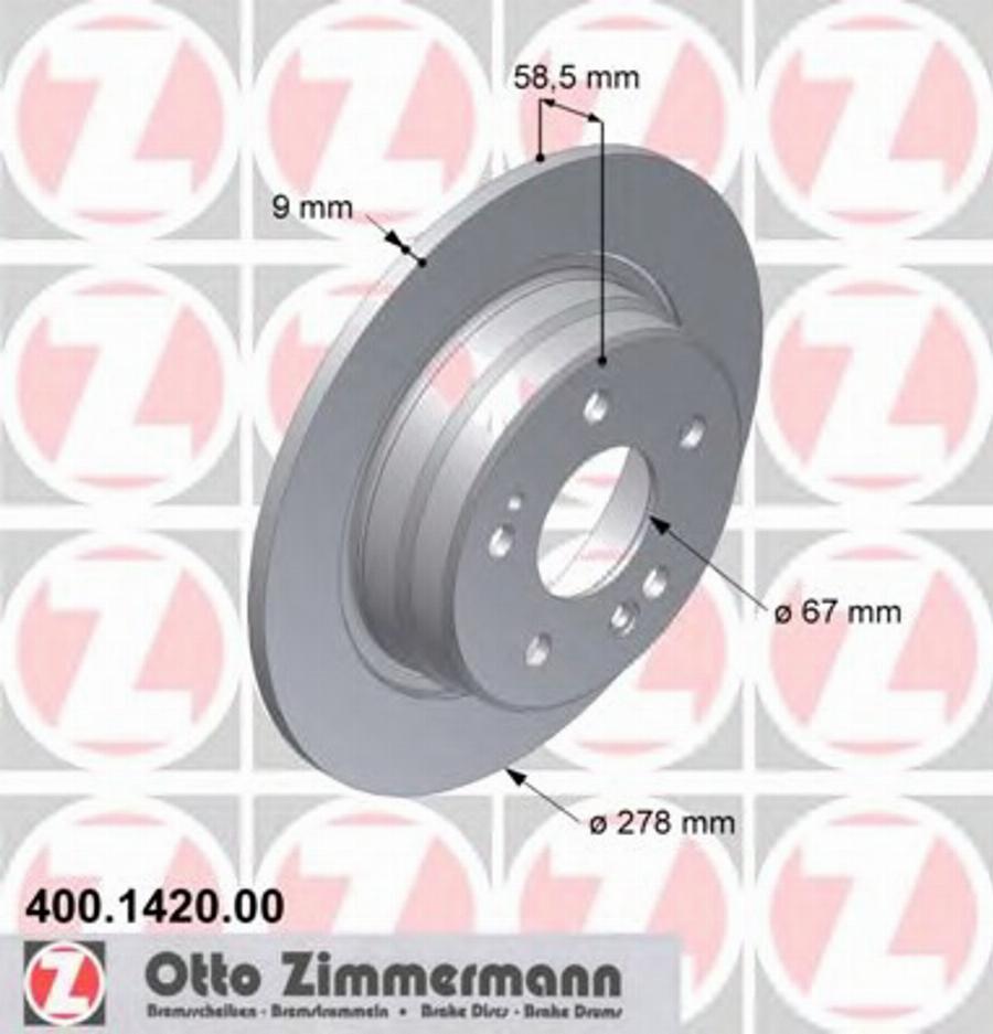 Zimmermann 400 1420 00 - Тормозной диск avtokuzovplus.com.ua