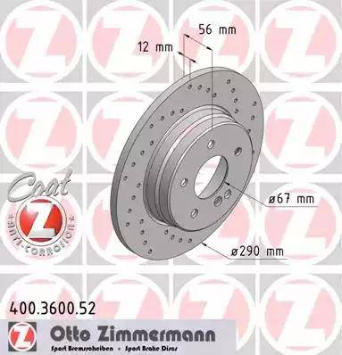 Zimmermann 400.3600.52 - Тормозной диск avtokuzovplus.com.ua