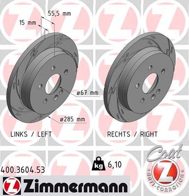 Zimmermann 400.3604.53 - Гальмівний диск autocars.com.ua