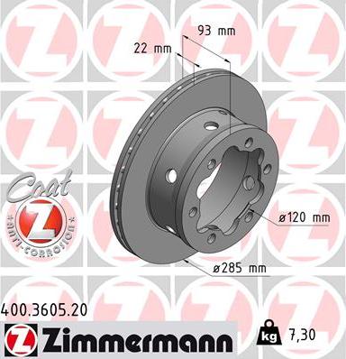 Zimmermann 400.3605.20 - Тормозной диск autodnr.net