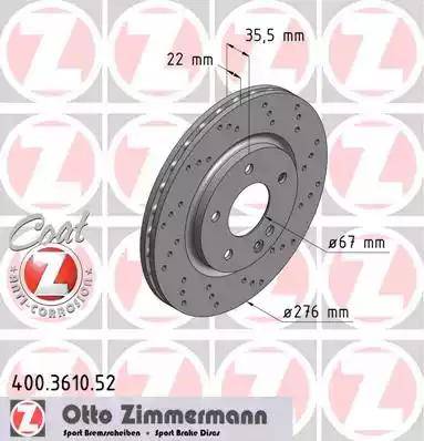 Zimmermann 400.3610.52 - Гальмівний диск autocars.com.ua