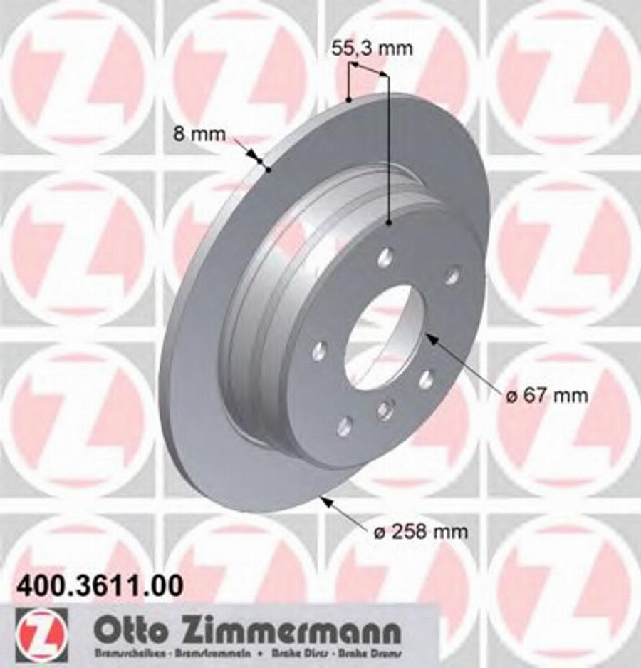 Zimmermann 400 3611 00 - Тормозной диск autodnr.net