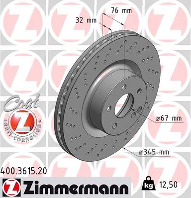 Zimmermann 400.3615.20 - Гальмівний диск autocars.com.ua