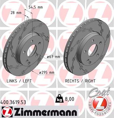 Zimmermann 400.3619.53 - Гальмівний диск autocars.com.ua