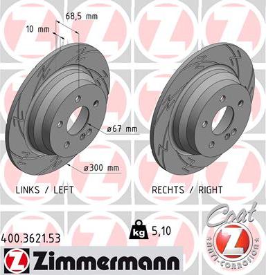 Zimmermann 400.3621.53 - Тормозной диск avtokuzovplus.com.ua