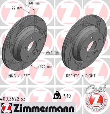 Zimmermann 400.3622.53 - диск гальмівний BLACK Z autocars.com.ua