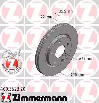 Zimmermann 400.3623.20 - Тормозной диск avtokuzovplus.com.ua