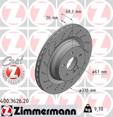 Zimmermann 400.3626.20 - Гальмівний диск autocars.com.ua