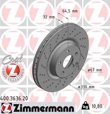 Zimmermann 400.3636.20 - Гальмівний диск autocars.com.ua