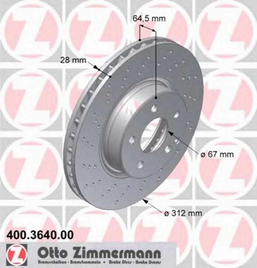 Zimmermann 400.3640.00 - Тормозной диск avtokuzovplus.com.ua