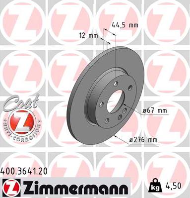 Zimmermann 400.3641.20 - Тормозной диск avtokuzovplus.com.ua