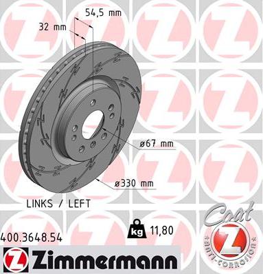 Zimmermann 400.3648.54 - Гальмівний диск autocars.com.ua