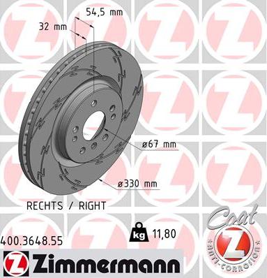 Zimmermann 400.3648.55 - Гальмівний диск autocars.com.ua