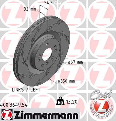 Zimmermann 400.3649.54 - Тормозной диск avtokuzovplus.com.ua