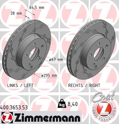 Zimmermann 400.3653.53 - Тормозной диск avtokuzovplus.com.ua