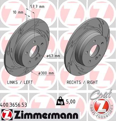 Zimmermann 400.3656.53 - Гальмівний диск autocars.com.ua