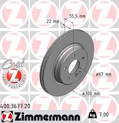 Zimmermann 400.3677.20 - Гальмівний диск autocars.com.ua