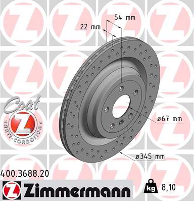 Zimmermann 400.3688.20 - Гальмівний диск autocars.com.ua