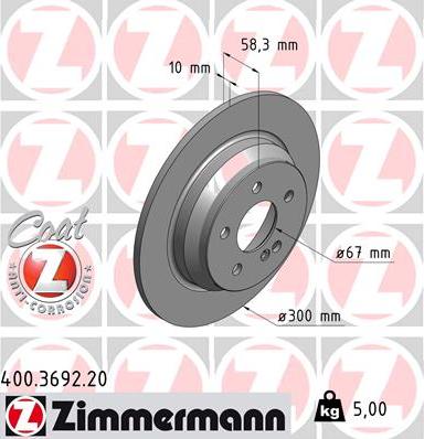 Zimmermann 400.3692.20 - Тормозной диск avtokuzovplus.com.ua