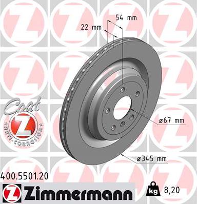 Zimmermann 400.5501.20 - Тормозной диск autodnr.net