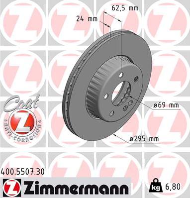 Zimmermann 400.5507.30 - Тормозной диск avtokuzovplus.com.ua