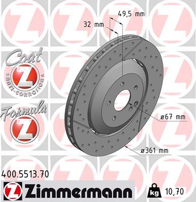 Zimmermann 400.5513.70 - Гальмівний диск autocars.com.ua