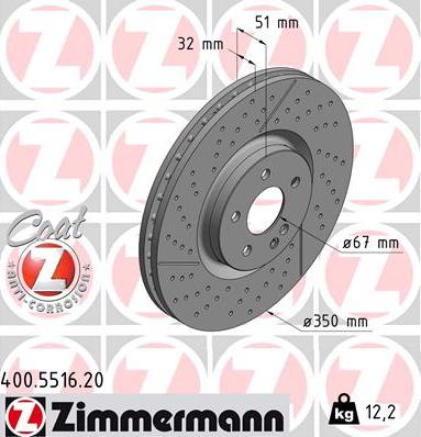 Zimmermann 400.5516.20 - Гальмівний диск autocars.com.ua