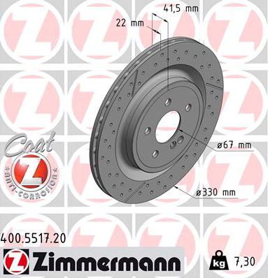 Zimmermann 400.5517.20 - Гальмівний диск autocars.com.ua