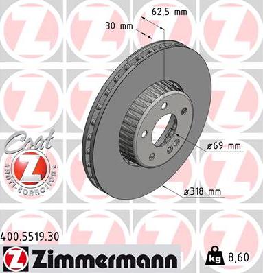 Zimmermann 400.5519.30 - Гальмівний диск autocars.com.ua