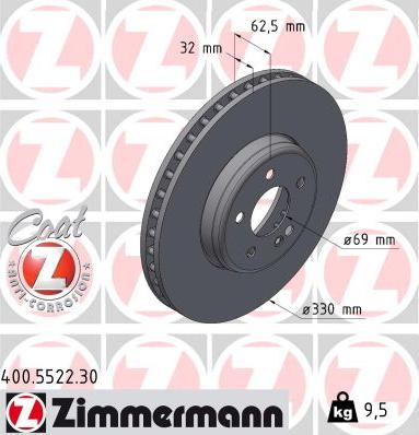 Zimmermann 400.5522.30 - Гальмівний диск autocars.com.ua