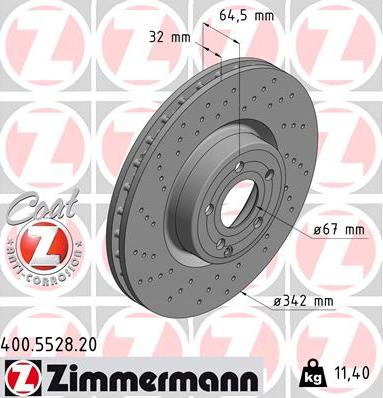 Zimmermann 400.5528.20 - Гальмівний диск autocars.com.ua