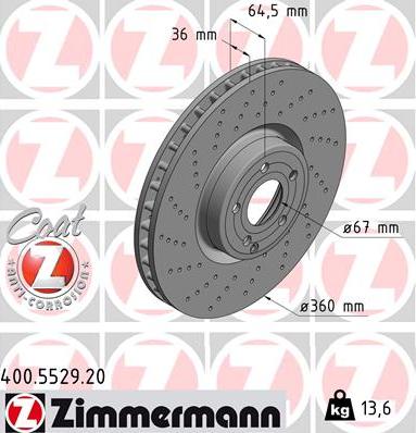 Zimmermann 400.5529.20 - Тормозной диск autodnr.net