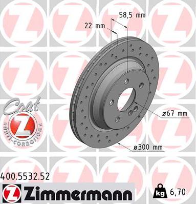 Zimmermann 400.5532.52 - Тормозной диск avtokuzovplus.com.ua