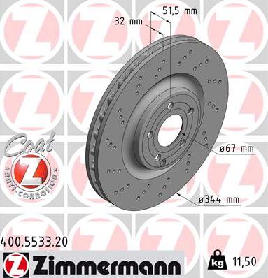 Zimmermann 400.5533.20 - Тормозной диск avtokuzovplus.com.ua