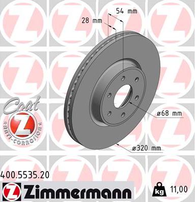 Zimmermann 400.5535.20 - Тормозной диск avtokuzovplus.com.ua