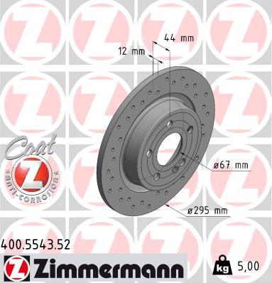 Zimmermann 400.5543.52 - Гальмівний диск autocars.com.ua