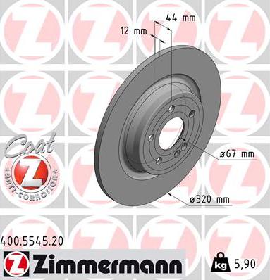 Zimmermann 400.5545.20 - Гальмівний диск autocars.com.ua