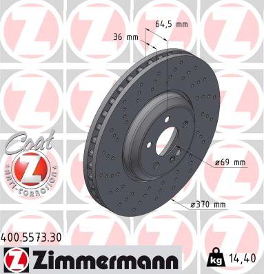 Zimmermann 400.5573.30 - Гальмівний диск autocars.com.ua